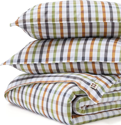 Bedsure Gingham Duvet Cover Queen Size - 100% Cotton Reversible Classic Warm Plaid Pattern Duvet Cover Set, 3 Pieces Soft & Breathable PureWoven Bedding Set with 2 Pillow Shams (Warm Plaid 90"x90")