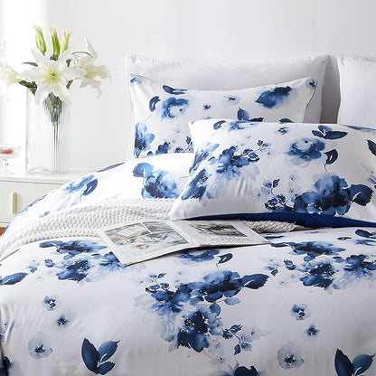 Cupocupa Duvet Cover King Size Set Boho Floral Pattern King Duvet Cover Set for King Size Bed Vintage Soft Bedding Leaf Print Duvet Cover with Pillowcases