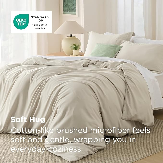 Bedsure Duvet Cover Oversized King Size - Soft Double Brushed Bedding Set for Kids & Adults, Zipper Closure, 3 Pieces, Includes 1 Duvet Cover (120"x98") & 2 Pillow Shams, NO Comforter, Linen