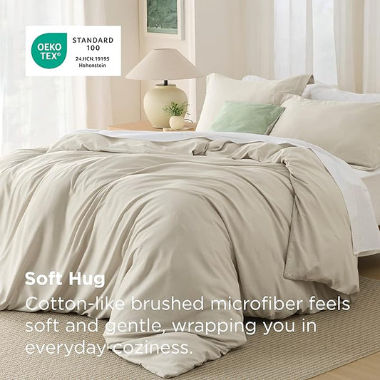 Bedsure Duvet Cover Oversized King Size - Soft Double Brushed Bedding Set for Kids & Adults, Zipper Closure, 3 Pieces, Includes 1 Duvet Cover (120"x98") & 2 Pillow Shams, NO Comforter, Linen
