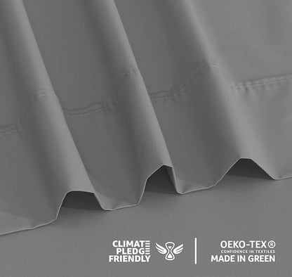 RUVANTI 100% Cotton Sheets – Twin Size Percale Bedding, Cooling & Breathable, Durable with a Crisp, Soft & Comfortable Feel, 16" Deep Pocket, 3-Piece Set, Mist Grey