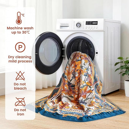 MSGKV Boho Throw Blanket 90"x90" Bed Floral 100% Cotton Blanket Spring Breathable Lightweight Queen Blankets All Seasons Home Decor Muslin