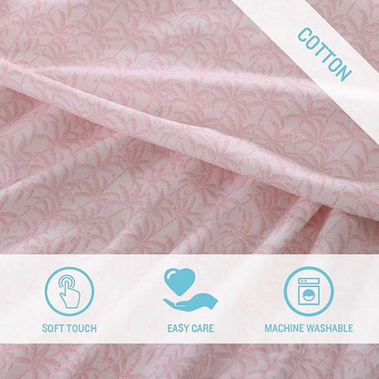Tommy Bahama - King Sheets, Organic Cotton Coastal Bedding Set, Softens with Each Wash, 200 Thread Count (Lovely Palms Pink, King)