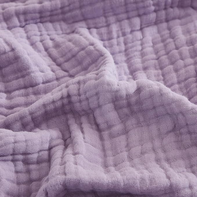 EMME Cotton Blanket Queen Size for Bed Soft Large Muslin Bed Blankets 90"x90" Lightweight Breathable All Season Gauze, Lavender