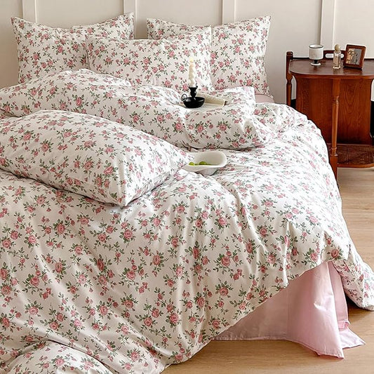 HighBuy Botanical Floral Comforter for Twin XL Bed Fluffy Comforter Set with Pink Flower Cottagecore Bedding Sets 3 Piece for Teen Girl(1 Floral Comforter and 2 Pillowcases),All Season