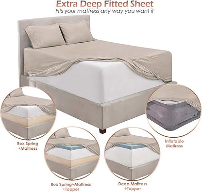 Nestl Twin Size Sheet Set, 4 Piece Extra Deep Pocket (18-24 inches), Microfiber, Hotel Luxury, Soft, Breathable, Wrinkle-Free, Easy to Care, Linen
