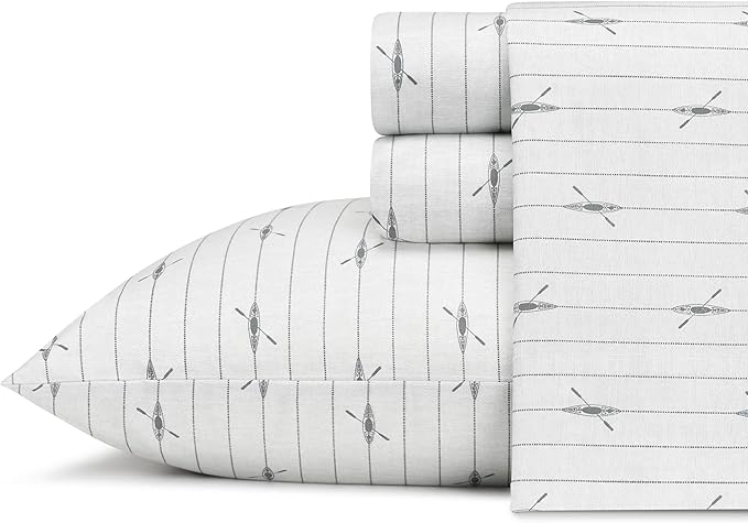 Eddie Bauer - Full Sheets, Cotton Percale Bedding Set, Crisp & Cool Home Decor (Downstream, Full)