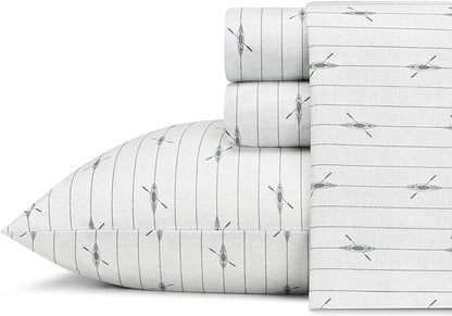 Eddie Bauer - Twin XL Sheet Set, Cotton Percale Bed Sheets, Crisp & Cool, Ideal Dorm Essentials (Downstream, Twin XL)
