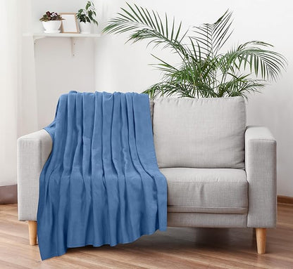 Utopia Bedding Wedgewood 100% Cotton Blanket [King Size - 90x108 Inch] Lightweight, Soft and Breathable Thermal Blanket for All Seasons