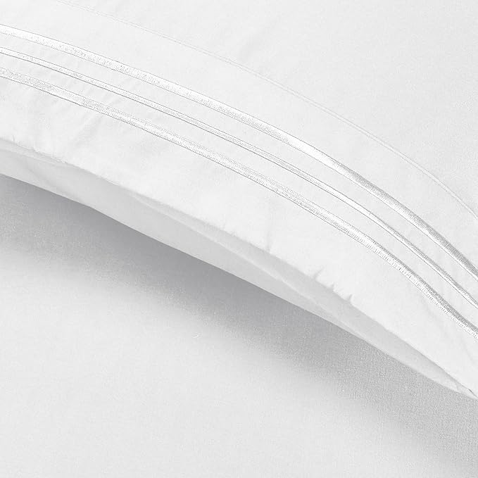 Elegant Comfort Luxury Ultra-Soft 2-Piece Pillowcase Set - 1500 Premium Hotel Quality Microfiber Double Brushed - Wrinkle Resistant, Standard/Queen, White