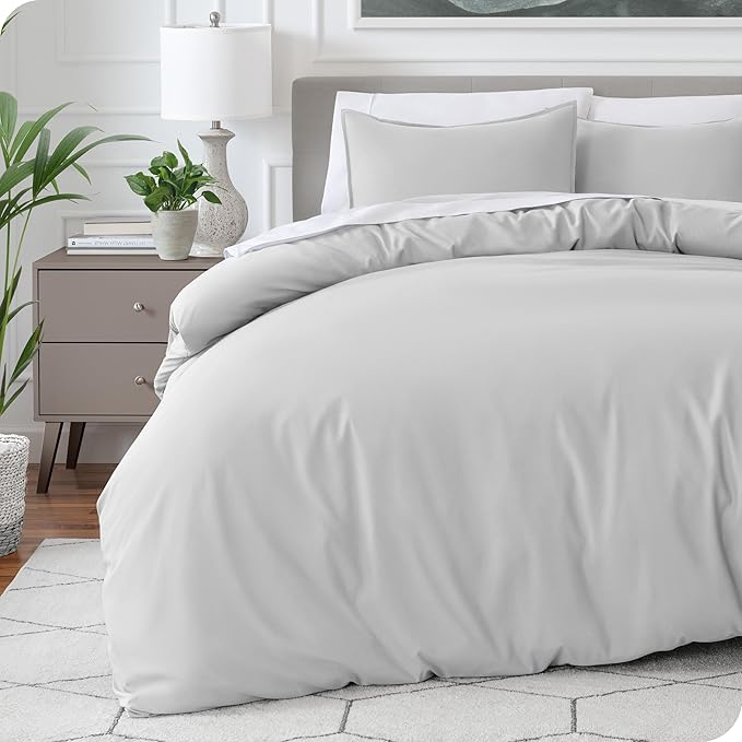 Bare Home Bedding Duvet Cover Extra Long Size - Premium 1800 Super Soft Collection - Lightweight, Cooling - Soft Breathable Bedding Duvet Cover (Twin/Twin XL, Cloud Grey)