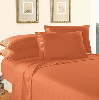 Elegant Comfort Luxury 1500 Premium Hotel Quality Microfiber 4-Piece Sheet Set - Wrinkle Resistant, All Around Elastic Fitted Sheet, Deep Pocket up to 16", Full, Coral