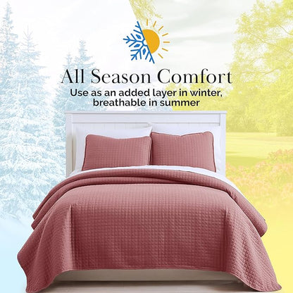 Southshore Fine Living, Inc. Oversized King Quilt Bedding Set with 2 Pillow Shams, Marsala Coverlet, King Size/California Bedspread, Soft Microfiber Bedding, Easy Care, Machine Washable, Marsala