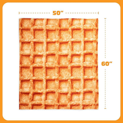 Cozy Concepts Co. Waffle Blanket by Relatable, Giant Breakfast Throw Blanket with Butter Square, Easter Basket Stuffers for Teens, 65” Soft Fleece Blanket – Cozy Easter Gift