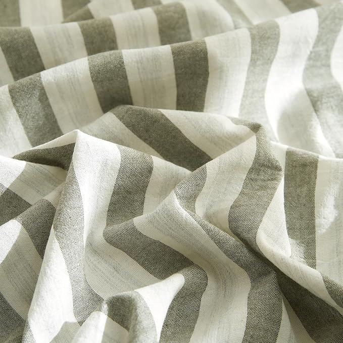 EAVD Grey Striped Duvet Cover Queen Soft Washed Cotton White Grey Striped Bedding Set with 2 Pillowcases Modern Farmhouse Geometric Duvet Cover with Zipper Closure