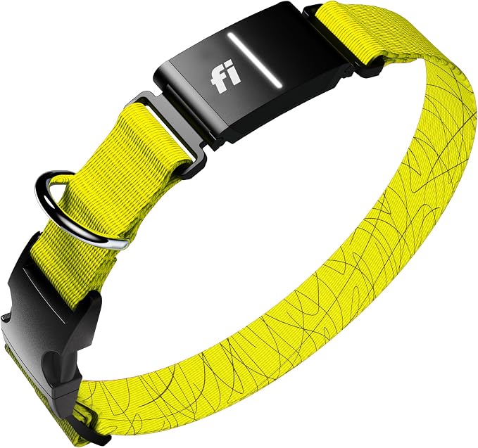 Fi Series 3+ GPS + Health Dog Collar, Yellow, Large, 12-Month Membership | Smart GPS dog collar with live tracking, health & behavior, Escape Alerts, LED light. Waterproof and Apple Watch compatible.