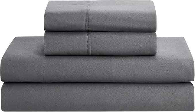 King Size Comforter Set 8 Piece Bed in a Bag with Bed Skirt, Fitted Sheet, Flat Sheet, 2 Pillowcases, 2 Pillow Shams, King, Pintuck Gray