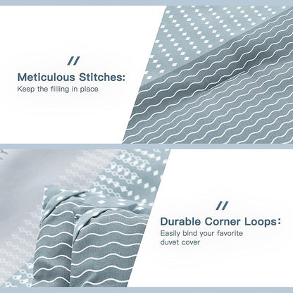 Litanika Comforter Set - Lightweight Quilt Bedding Comforter Sets, Colorblock Stripe Fluffy Bed Set, All Season Down Alternative, Twin/Twin XL Light Blue
