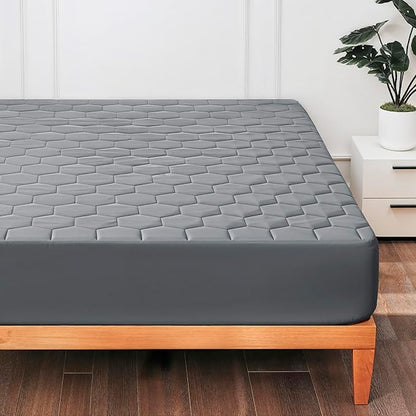 Hearth & Harbor Full Size Quilted Fitted Mattress Pad Cover, 100% Waterproof Mattress Protectors, Deep Pocket Fitted Mattress Cover 8" - 21" (54" x 75", Gray)