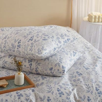 HighBuy White Full Comforter Set Blue Floral Comforter Sets for Women Girl Coquette Aesthetic Boho Comforter Full Size Bedding Comforter Set 3 Pieces Farmhouse 1 Flora Comforter and 2 Pillowcase