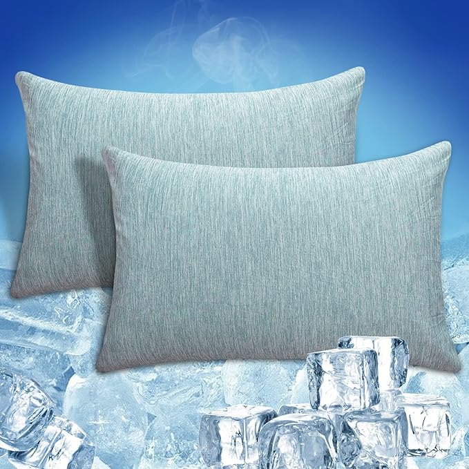 CHOSHOME Cooling Pillow Cases Zipper Pillow Covers Q-Max > 0.45 Zippered Pillowcases for Hot Sleepers, Soft, Breathable, Skin-Friendly, 2 Pack (Queen, 20"x30", Green)