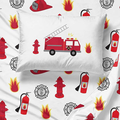 Jay Franco Trend Collector Go Fire Truck Go 5 Piece Twin Bed Set - Includes Comforter & Sheet Set - Super Soft Fade Resistant Microfiber Bedding