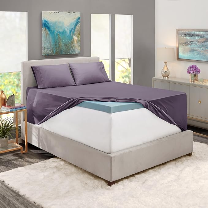 Nestl Full Size Sheet Set, 4 Piece Extra Deep Pocket (18-24 inches), Microfiber, Hotel Luxury, Soft, Breathable, Wrinkle-Free, Easy to Care, Grayish Purple