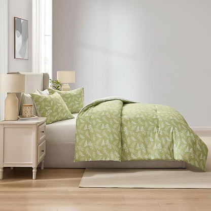 Nestl Full Size Comforter Sets - Sage Green Bed in a Bag Full Size, 3 Pieces Reversible Bed Set, Soft Floral Bedding Set, All Season Botanical Comforters with Pillow Shams