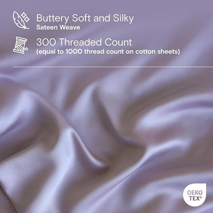 DOZ Sheet Set, 100% Viscose derived from Bamboo, Organically Grown, Buttery Soft, Cooling Sheets, High GSM, Deep Pockets - 2 Piece - 1 Pillowcase 1 Fitted Sheet (Lavender, Twin)