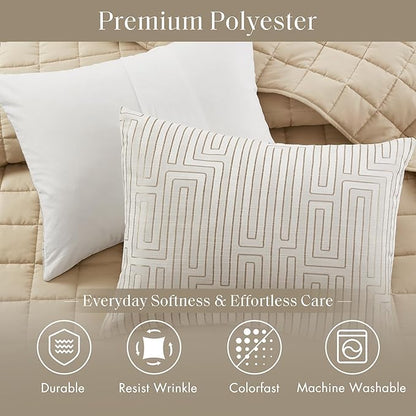 Madison Park Cal King Comforter Set Jacquard Metallic Thread Comforters, All Season Comforter & Quilt Bed Set Cal King Size Comforter, Pillow, Shams, Royce, Cal King Ivory 5 Piece