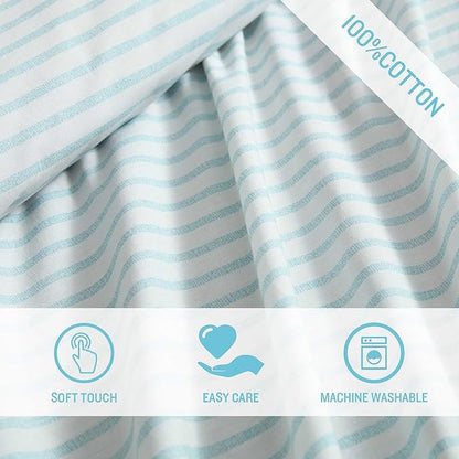 Tommy Bahama - King Sheet Set, Cotton Percale Bedding Set, Super Soft, Oeko-Tex Certified (Cool Beach Stripe Turquoise, King)