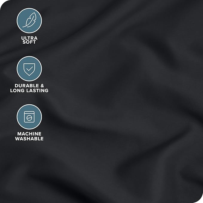 Bare Home Microfiber Pillow Cases - King Size 20x40 - Cooling Pillowcases - Double Brushed - Easy Care - Envelope Closure (King Pillowcase Set of 2, Black)