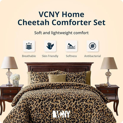 VCNY Home Bed in a Bag 6-Piece Bedding Set - Twin XL Size | Cheetah Print Shams, Decorative Pillows & Pillowcases | Elevate Your Home Decor | Luxurious, Soft & Cozy | No-WrinkleMicrofiber Polyester