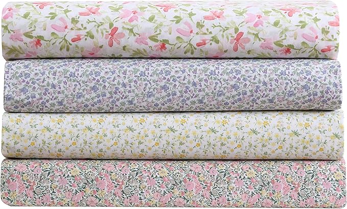 Laura Ashley - Queen Sheets, Cotton Percale Bedding Set, Lightweight & Breathable Home Decor (Lovestone Pink, Queen)