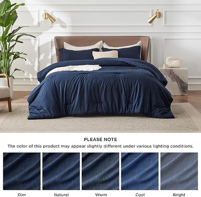 Bedsure California King Comforter Set - Navy Soft Bedding for All Seasons, Cationic Dyed Bed Set, 3 Pieces, 1 California King Size Comforter (104"x96") and 2 Pillow Shams (20"x36"+2")