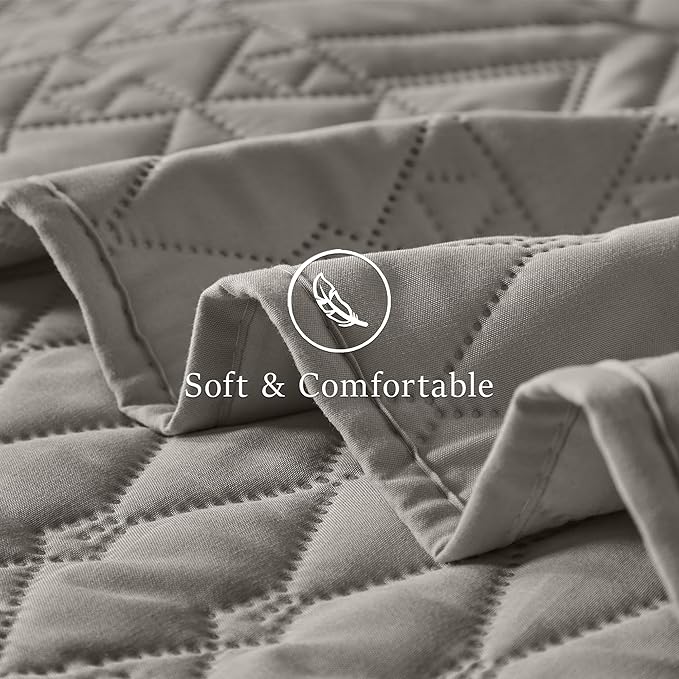 akkialla Full/Queen Size Quilt Bedding Set,Dark Grey Lightweight Microfiber Soft Bedspread,Modern Style Geoetric Pattern Coverlet Set for All Seasons,3 Piece(1 Quilt,2 Pillow Shams)