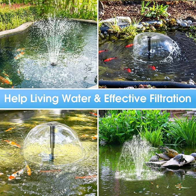 Pond Filter with 12W Solar Fountain Pump, Solar Pond Filter with 160GPH Pump & Fountain Kit, Outdoor Filter Box with 6.6FT PVC Tubing, Perfect for Ponds Clean, Clear, and Add Water Features