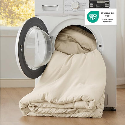 Bedsure Oversized King Comforter Set, Cream Soft Prewashed Bedding for All Seasons, 3 Pieces GentleSoft™ Bed Set, 1 Lightweight Comforter (120"x98") and 2 Pillowcases (20"x36")