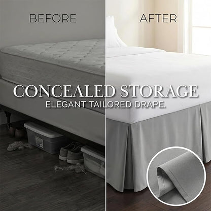Southshore Fine Living, Inc. Full Bed Skirt - 14 Inch Drop, Luxury Pleated Bedskirts, Full Size Bedding Dust Ruffle, Bed Skirting, Steel Grey