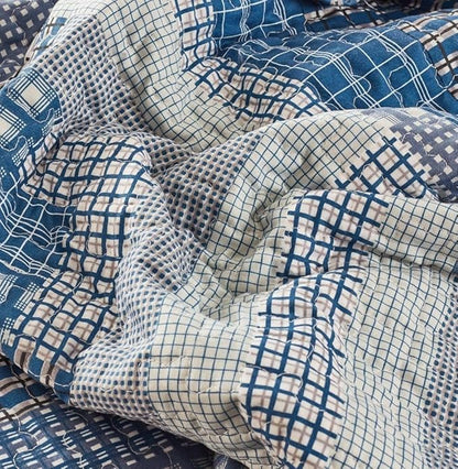 Virah Bella 2 Piece Full/Queen Lodge Quilt Bedding Set - Rustic Country Reversible Comforter Set with Decorative Pillow Shams - Montana Cabin: Blue/Gray