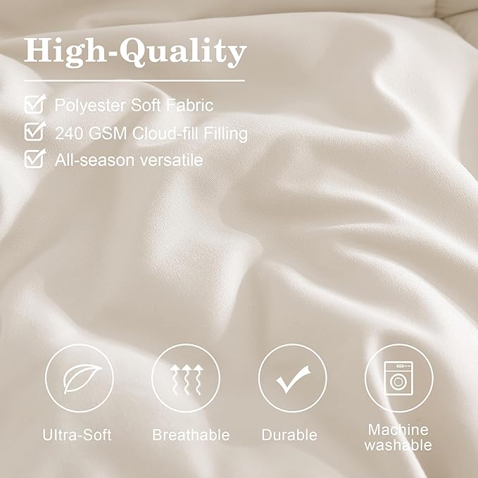 Monbix Full Comforter Set - 7 Pieces White Bed in a Bag Full Size Bedding Sets with Comforters, All Seasons Comforter with Sheets,Pillowcases & Shams