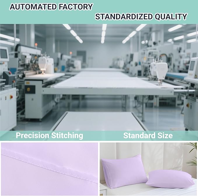 ZPECC Pillow Cases Queen Size Set of 4, 20x30 Envelope Closure Pillowcases, Soft Plain Brushed Microfiber Covers Hypoallergenic Breathable, Lavender