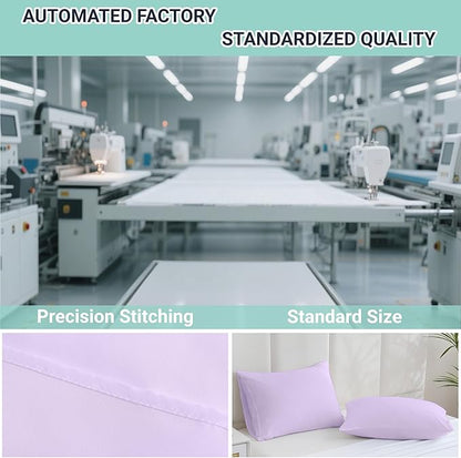 ZPECC Pillow Cases Standard Size Set of 12, 20x26 Envelope Closure Pillowcases, Soft Plain Brushed Microfiber Covers Hypoallergenic Breathable, Lavender