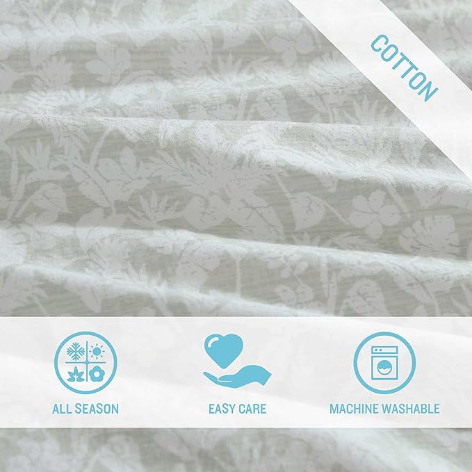 Tommy Bahama - King Size Sheet Set, 100% Cotton Percale Bedding with a Crisp & Cool Feel, Bed Sheets with Matching Fitted Sheet & Pillowcases (Palm Day Green)