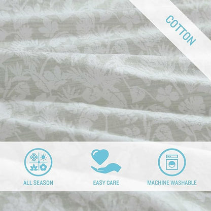 Tommy Bahama - King Size Sheet Set, 100% Cotton Percale Bedding with a Crisp & Cool Feel, Bed Sheets with Matching Fitted Sheet & Pillowcases (Palm Day Green)