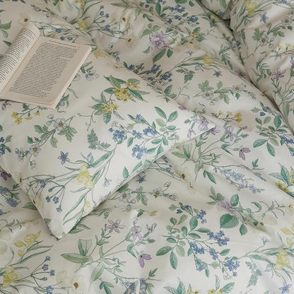 Floral Comforter Twin XL Down Alternative Light Weight Bedding Set Cute Soft Cotton Girls Bedding Comforter Sets Flower Fluffy Boho Cozy Bed Comforter with 2 Pillowcases