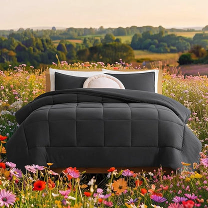 UGG Leonora Comforter Set with 2 Pillow Shams Lightweight Down Alternative Blanket Reversible Cozy Warm All Season Washable and Hypoallergenic Bedding Set, Full/Queen, Charcoal Grey