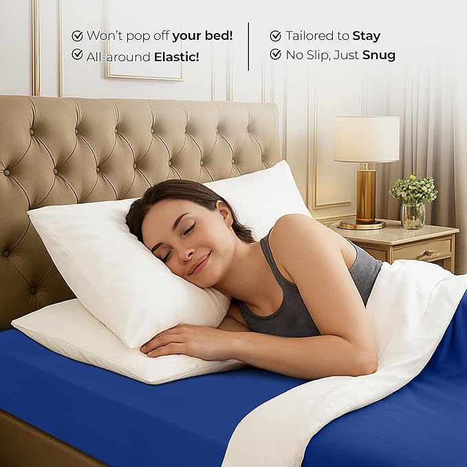Utopia Bedding Queen Fitted Sheet - Bottom Sheet - Deep Pocket - Soft Microfiber - Shrinkage and Fade Resistant-Easy Care -1 Fitted Sheet Only (Royal Blue)
