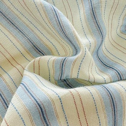 EAVD Vintage Striped Duvet Cover King Soft 100% Muslin Cotton Linen Feel Gauze Farmhouse Blue Vertical Striped Pattern Bedding Set for Men Women Reversible Geometric Duvet Cover with Zipper Closure