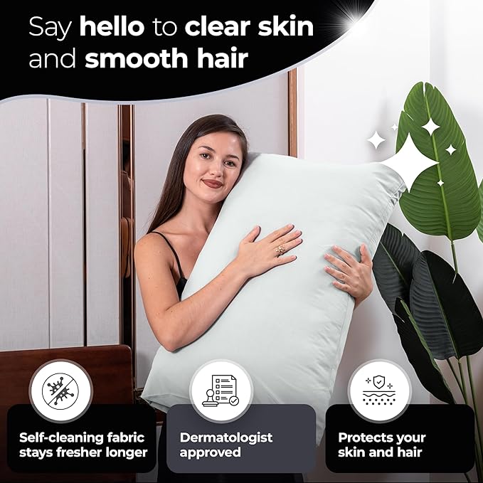 Silvery Silver Infused Bed Sheets Set - Ultra-Soft Temperature-Regulating Fabric with Self-Cleaning Technology™ That Stays Fresh 3X Longer for Hygienic Sleep